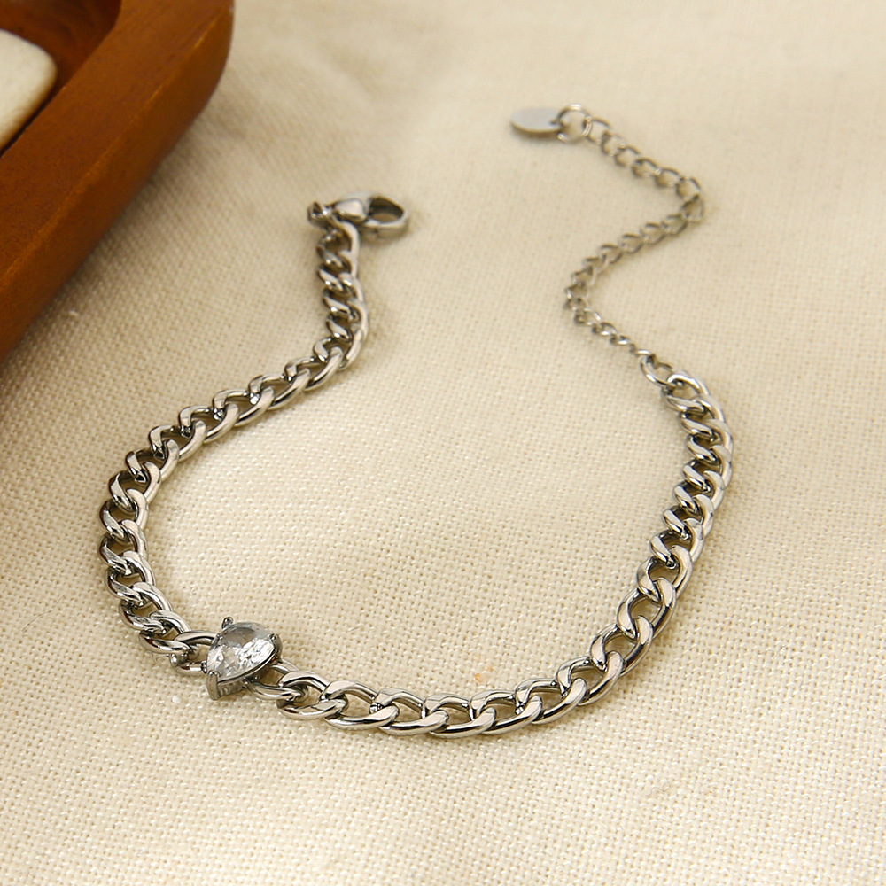 Bracelet Chaîne Goutte Simple Pour Tous Les Jours, En Acier Inoxydable Étanche. Image4