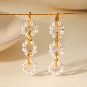 Boucles D'Oreilles Perles Pour Femme, Collection Daily Circle, En Acier Inoxydable Étanche (1 Paire) h5 Image3
