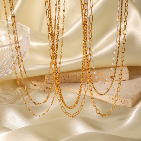 Collier à plusieurs rangs pour femme, collection Simple Series Daily Heart, en acier inoxydable étanche (1 pièce)