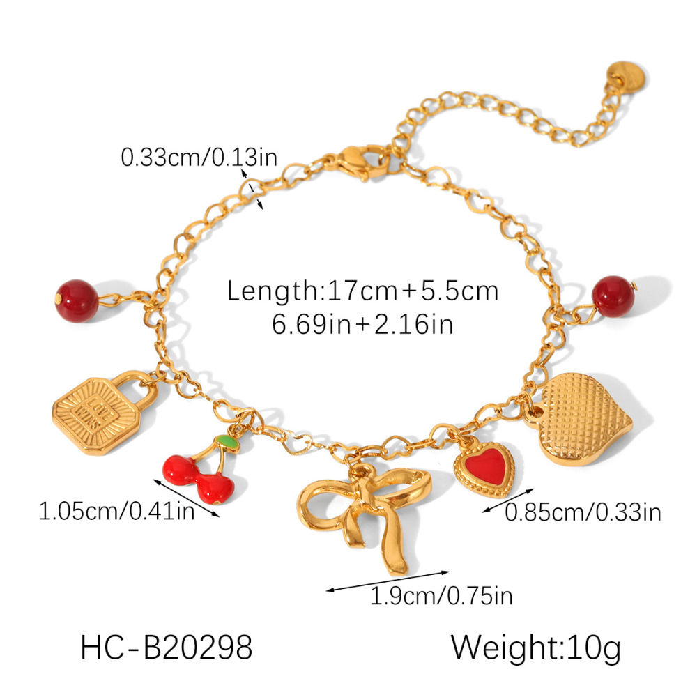 Bracelet À Breloques Pour Femme, 1 Pièce, Collection Simple, Nœud Papillon Quotidien, En Acier Inoxydable Étanche. Image2