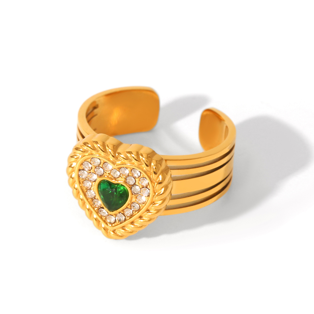 1 Paire De Bagues Daily Heart En Acier Inoxydable Étanches De La Collection Simple Series