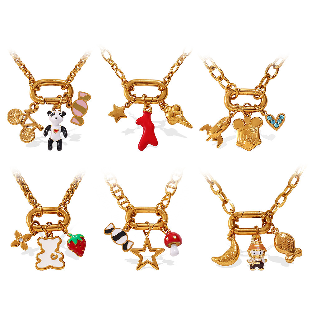 Collier Pendentif À Monter Soi-Même, En Acier Inoxydable Doré, Couleur Animal, 1 Pièce Image5