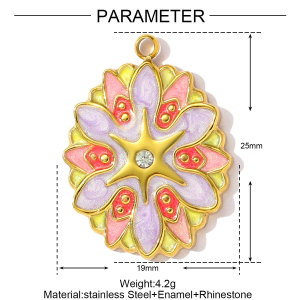 Pendentif Femme Luxueux En Acier Inoxydable Doré, Étanche, À Personnaliser Soi-Même, Motif Floral (1 Pièce) h5 Image2