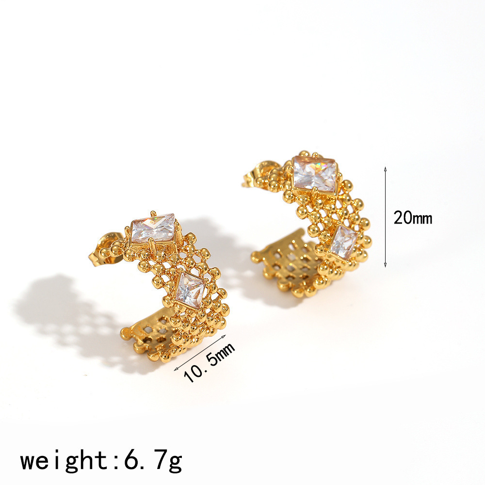 1 Paire De Boucles D'Oreilles Puces Pour Femme, En Acier Inoxydable Imperméable, Couleur Or, De Forme Irrégulière Et Personnalisables 