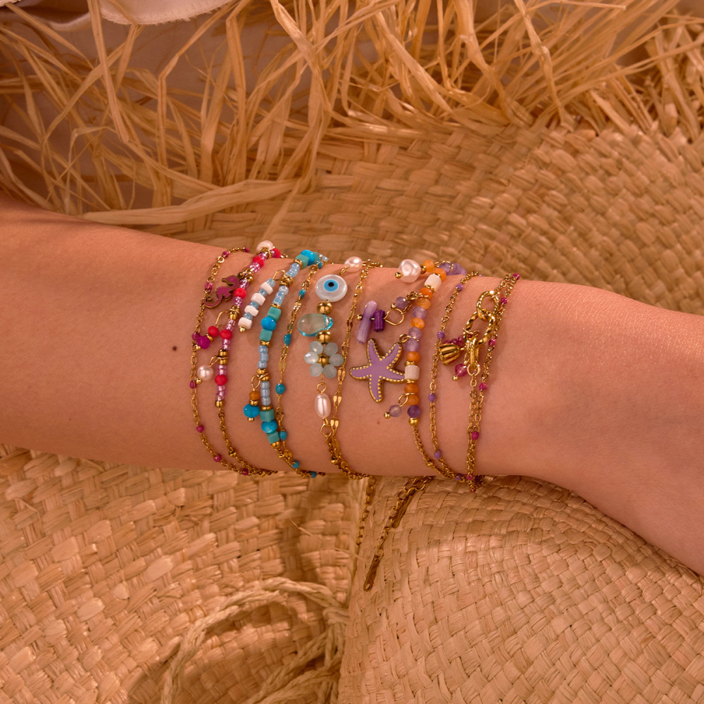 Bracelet À Breloques Romantique En Acier Inoxydable Étanche Couleur Or (1 Pièce) Image2
