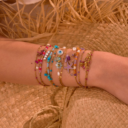 Bracelet à breloques romantique en acier inoxydable étanche couleur or (1 pièce) 2