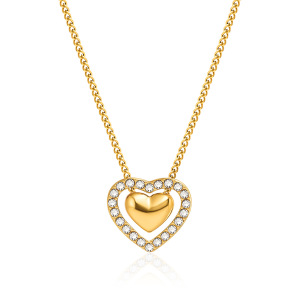 Collier Pendentif Femme En Forme De Cœur, En Acier Inoxydable Étanche, Couleur Or (1 Pièce) h5 