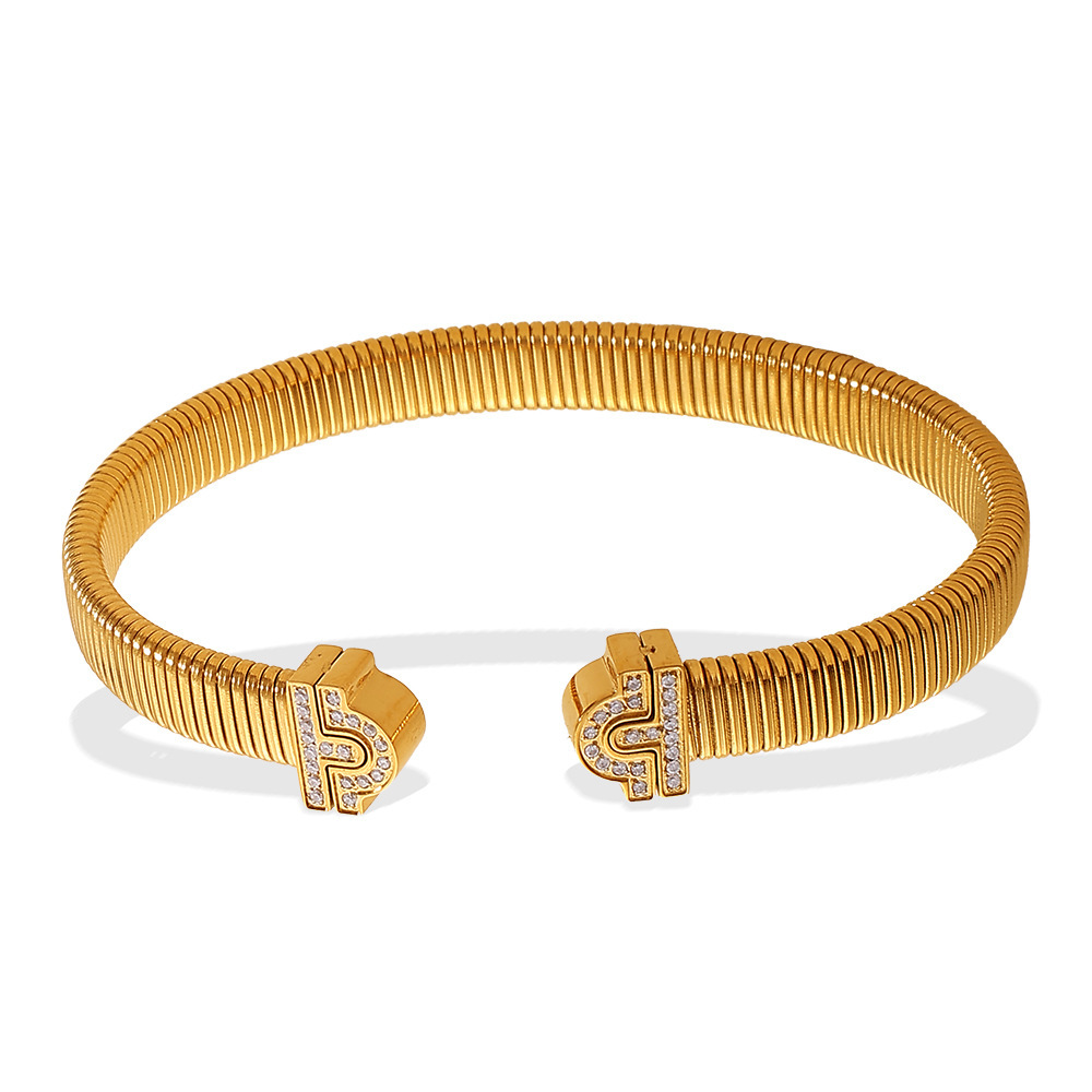 Bracelet Jonc Étanche En Acier Inoxydable Couleur Or (1 Pièce) Image6