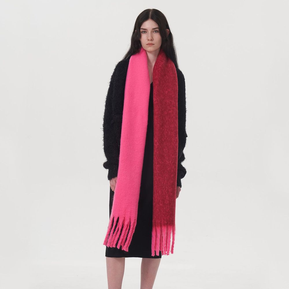 1 Écharpe D'Hiver Simple En Polyester De Couleurs Mélangées Pour Femme h5Image4