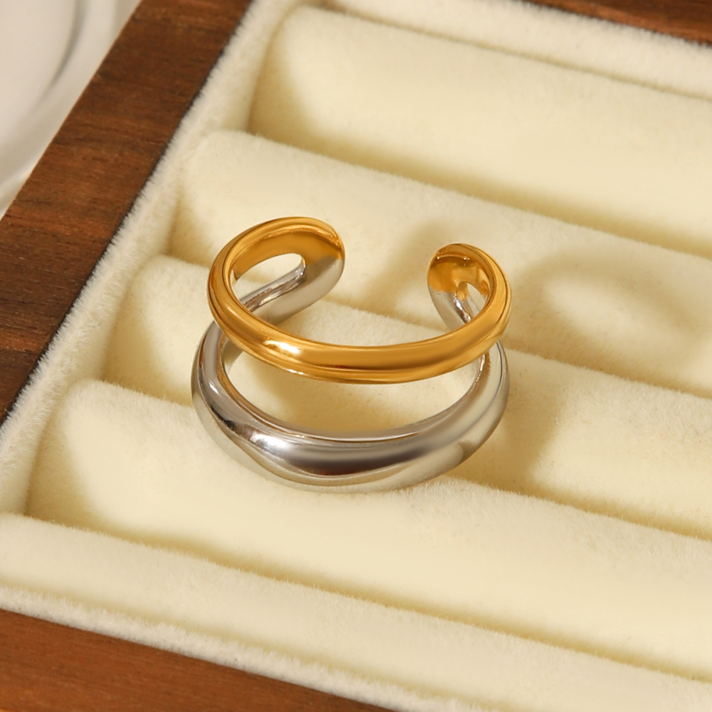Bague Simple Et Élégante Au Quotidien, En Acier Inoxydable Imperméable, De Forme Irrégulière. Image6