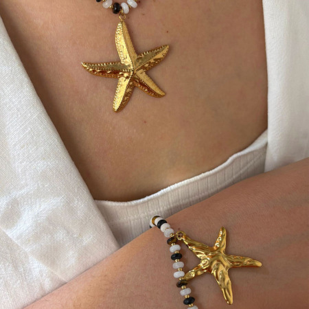 Ensemble de colliers en pierre naturelle avec étoile de mer 2