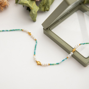 Collier De Perles Personnalisable Pour Femme, En Acier Inoxydable, Étanche, Couleur Or (1 Pièce) h5 Image6