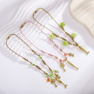 Collier Tressé Pour Femme, 1 Pièce, En Acier Inoxydable Imperméable, Couleur Or, Motif Poisson Exquis h5 Image4