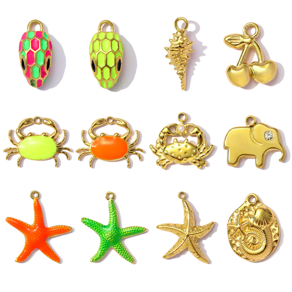 Pendentif Femme Luxueux En Acier Inoxydable Doré, Motif Crabe, À Monter Soi-Même (1 Pièce) Image5