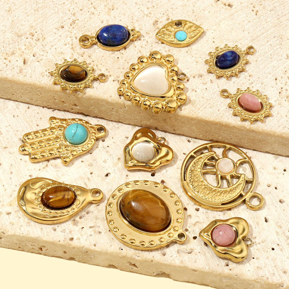 Pendentif Classique En Forme De Cœur Pour Femme, Pierres Naturelles, 1 Pièce h5Image4