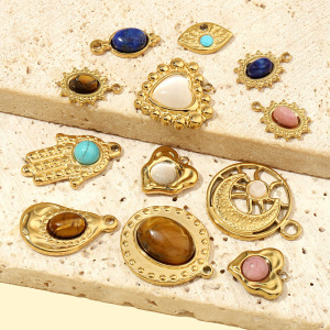 Pendentif Classique En Forme De Cœur Pour Femme, Pierres Naturelles, 1 Pièce h5 Image4
