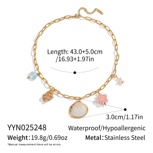 Collier Pendentif Romantique En Acier Inoxydable Doré, Couleur Coquillage, 1 Pièce h5
