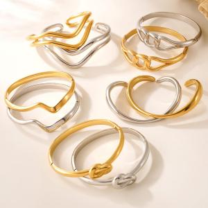 Bracelet Minimaliste Pour Femme, Forme Irrégulière, En Acier Inoxydable, Étanche, Couleur Or (1 Pièce) h5 Image7