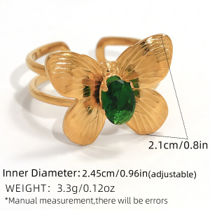 Bague Papillon En Acier Inoxydable Couleur Or, 1 Pièce h5 Image2