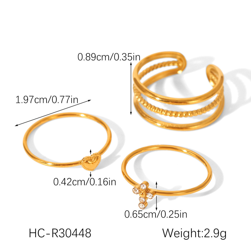 Ensemble De 1 Bague Daily Cross En Acier Inoxydable Étanche Couleur Or De La Série Simple Image2