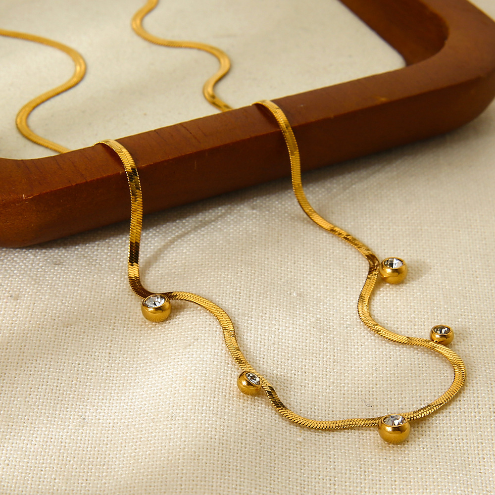 Collier Pendentif Simple Pour Femme, En Acier Inoxydable Étanche, Avec Chaîne Ronde Et Bracelet. Image4