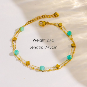 Bracelet Pour Femme En Acier Inoxydable Imperméable Avec Pierre Naturelle Et Motif Cœur Doux (1 Pièce) h5