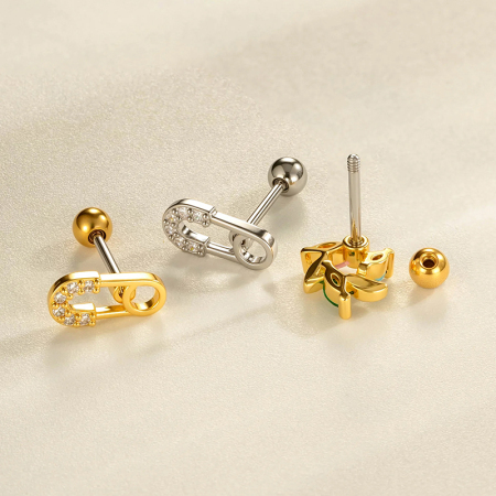 Boucles d'oreilles piercing pour femme, 1 pièce, triangle quotidien, cuivre, couleur or, zircone 2
