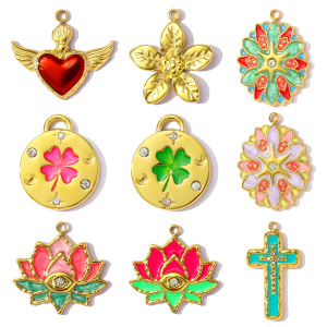 Pendentif Femme Luxueux En Acier Inoxydable Doré, Étanche, À Personnaliser Soi-Même, Motif Floral (1 Pièce) h5 Image5