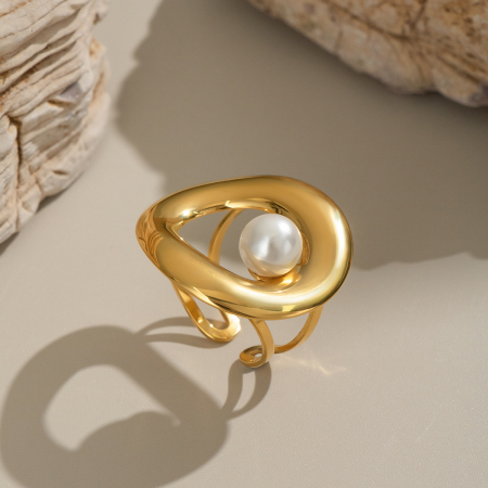 Bague tendance décontractée style tortue en acier inoxydable, 1 pièce, collection Simple, étanche