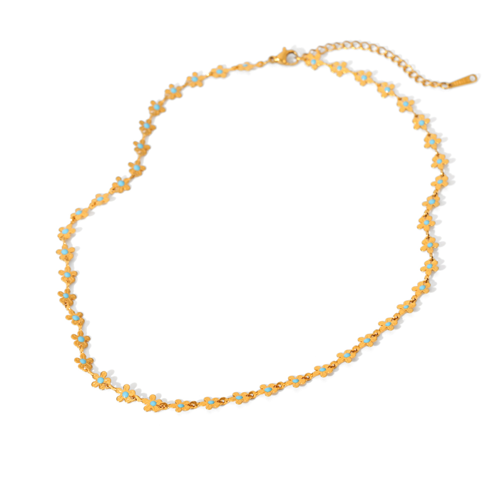 Ensemble De Bijoux Pour Femme En Acier Inoxydable Doré, Motif Floral Simple (1 Pièce).