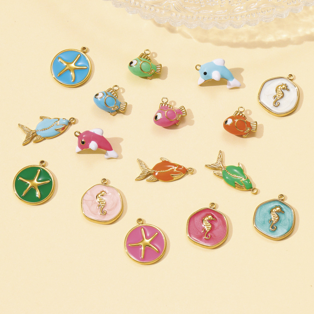 Pendentif Femme En Acier Inoxydable Étanche, Motif Poisson Romantique (1 Pièce) h5Image5