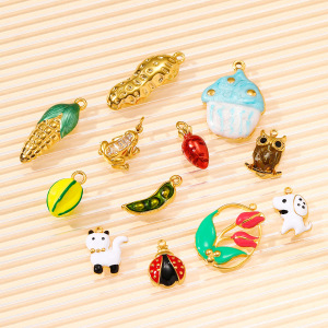 Pendentif Femme Étanche En Acier Inoxydable, Motif Aliments Et Animaux Naturels (1 Pièce) h5 Image4