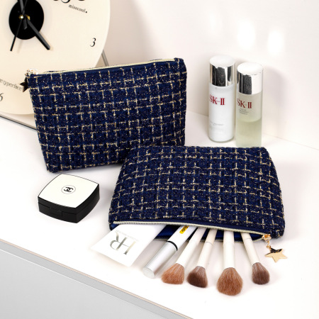 Trousse de maquillage rétro à carreaux pour femme, 1 pièce 2