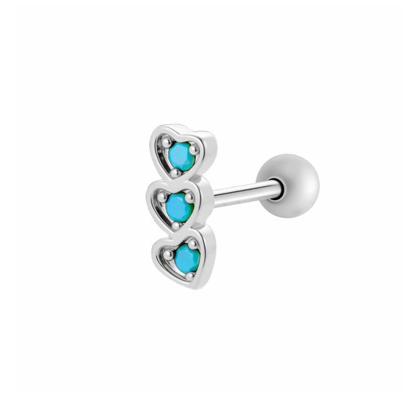 Boucle D'Oreille Piercing En Forme De Cœur En Cuivre Doré Et Zircon 