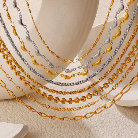 Collier à chaîne en acier inoxydable étanche couleur or (1 pièce)