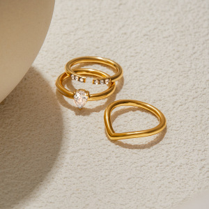 Bague Minimaliste Irrégulière En Acier Inoxydable Étanche Couleur Or (1 Pièce) h5 Image5