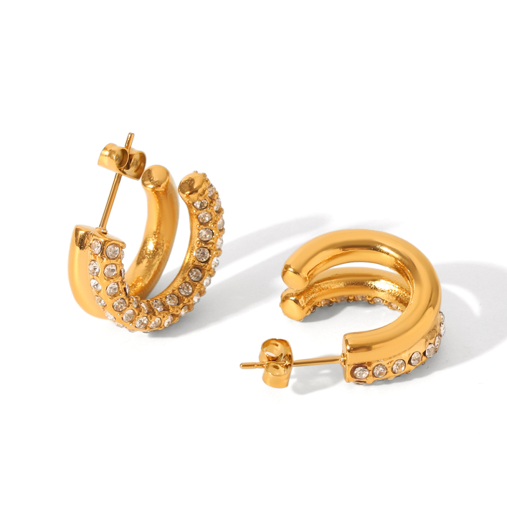 1 Paire De Boucles D'Oreilles Créoles Géométriques En Acier Inoxydable Pour Femme, Série Simple