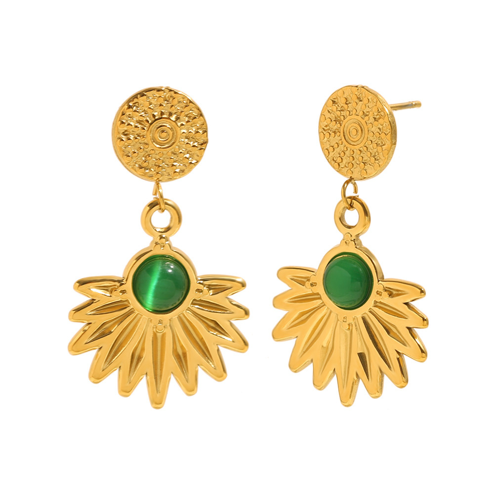 Boucles D'Oreilles Pendantes Pour Femme, Motif Fleurs De Vacances, En Acier Inoxydable Étanche (1 Paire) 