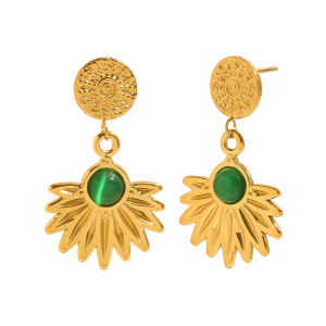 Boucles D'Oreilles Pendantes Pour Femme, Motif Fleurs De Vacances, En Acier Inoxydable Étanche (1 Paire) h5 