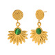 Boucles d'oreilles pendantes vintage en agate verte - Or 