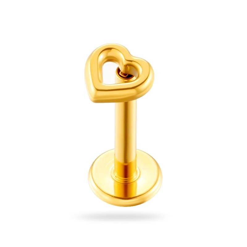 Boucle D'Oreille Piercing En Alliage De Titane Couleur Or En Forme De Cœur 