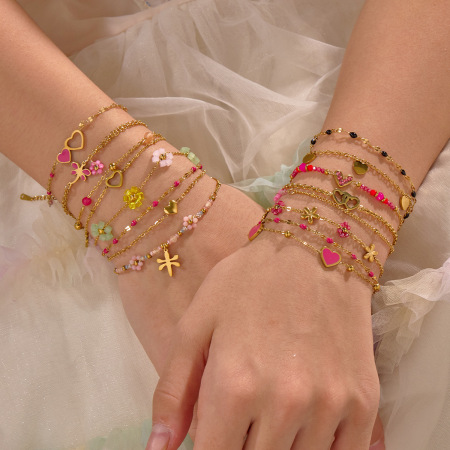 Bracelet à breloques romantique en acier inoxydable étanche en forme de cœur (1 pièce)