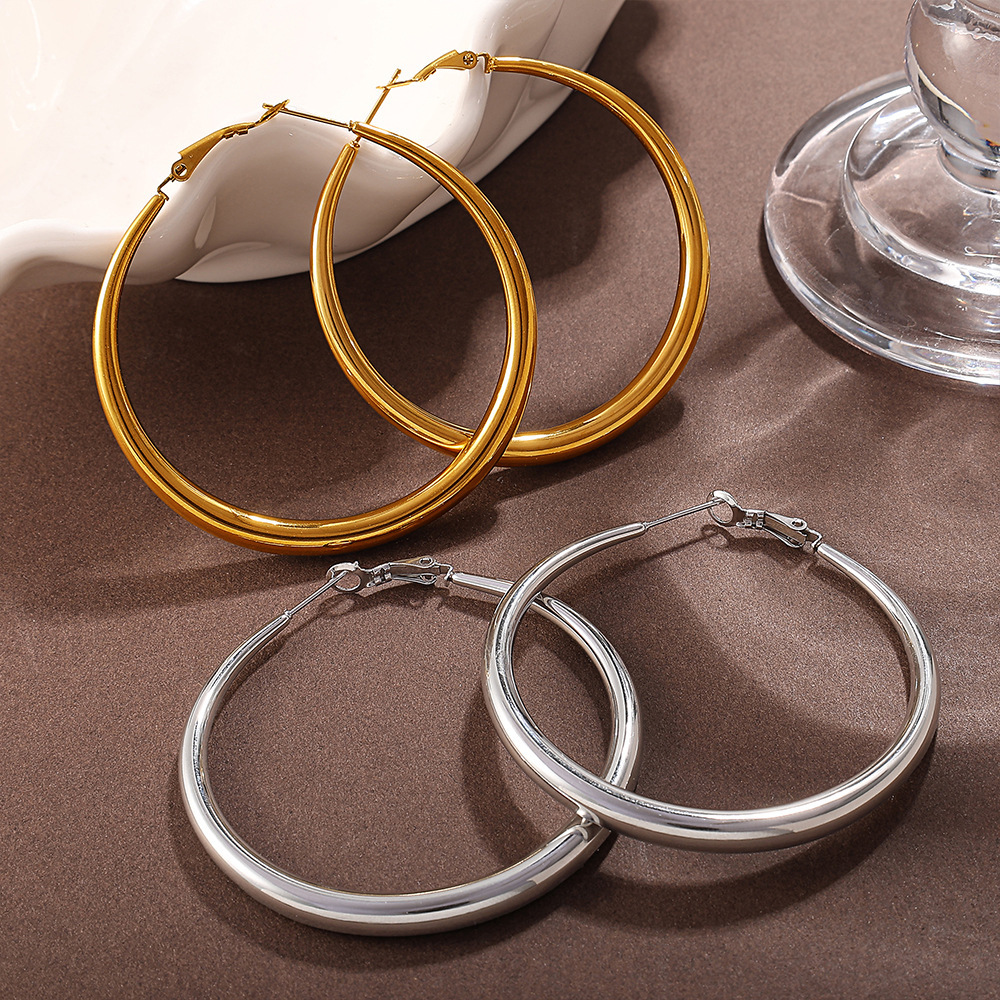 1 Paire De Boucles D'Oreilles Créoles Basiques h5Image2