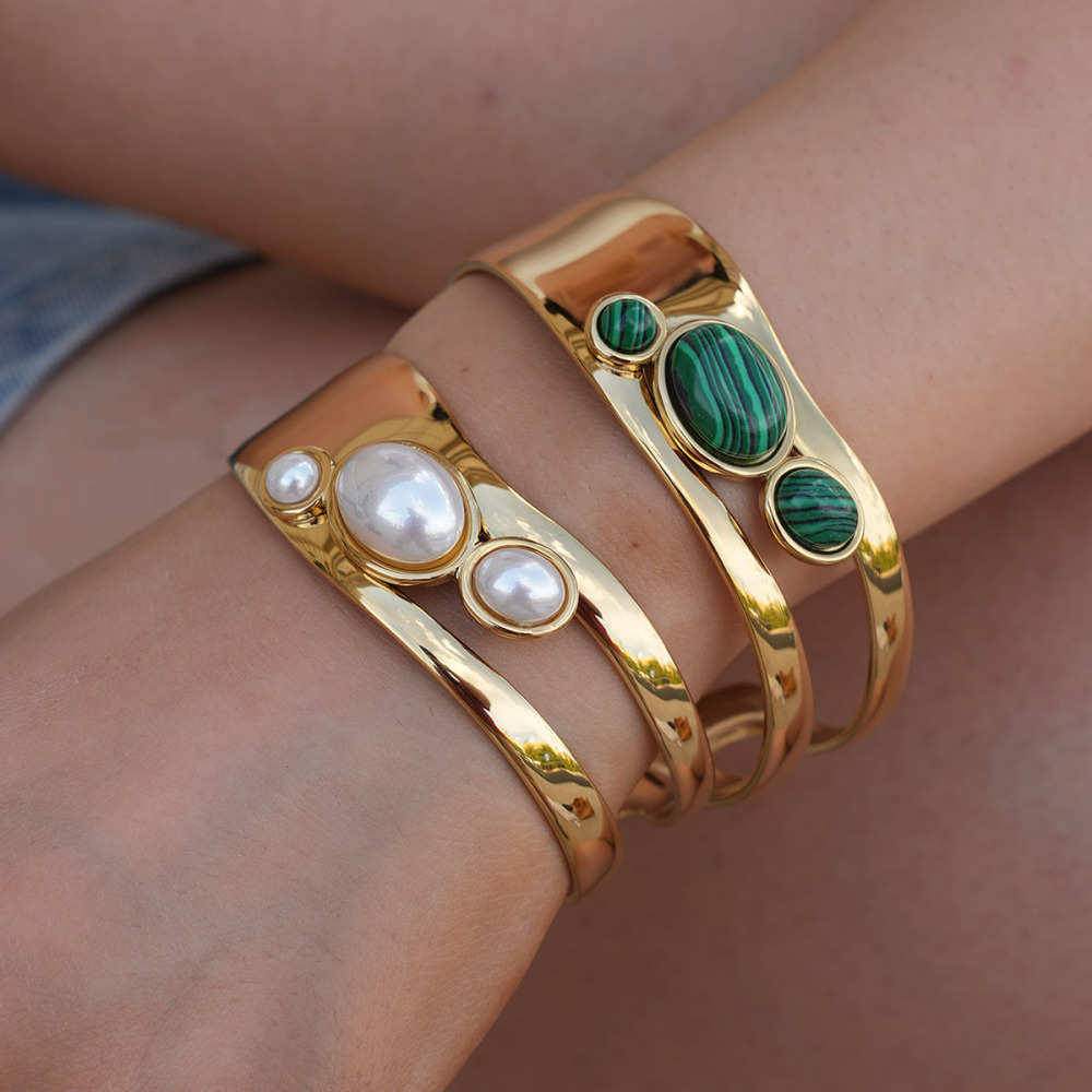 Bracelet Manchette Élégant Et Étanche En Acier Inoxydable Pour Femme (1 Pièce) Image4