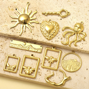 Pendentif Classique Soleil Pour Femme, En Acier Inoxydable Étanche, Couleur Or (1 Pièce) h5 Image4