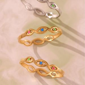 Ensemble De 1 Bracelet Délicat Œil De Diable En Acier Inoxydable Étanche Couleur Or Pour Femme h5 Image2