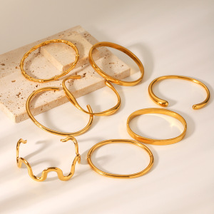 Bracelets Pour Femmes Simple Series Daily, Forme Irrégulière, En Acier Inoxydable, Étanches h5 Image3