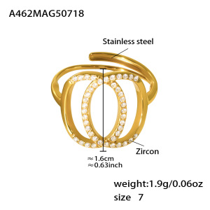Bague Classique Infinity En Acier Inoxydable Étanche Couleur Or Avec Zircon (1 Pièce) h5 Image2