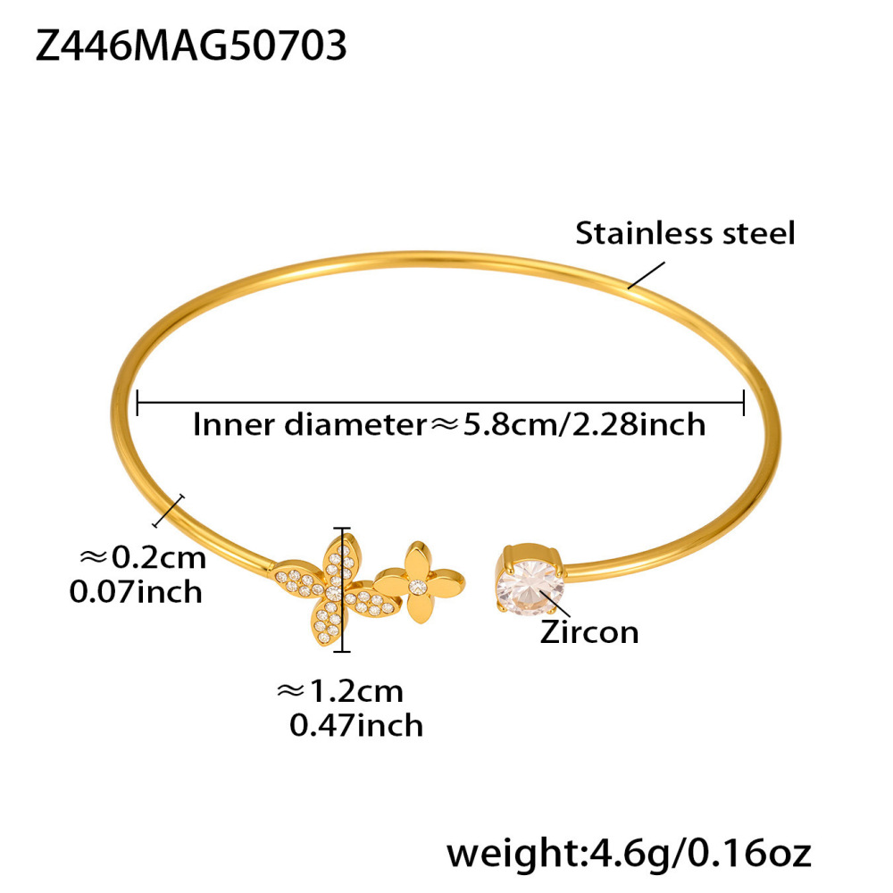 Bracelet Jonc Femme En Acier Inoxydable Couleur Or, Motif Corail, 1 Pièce 