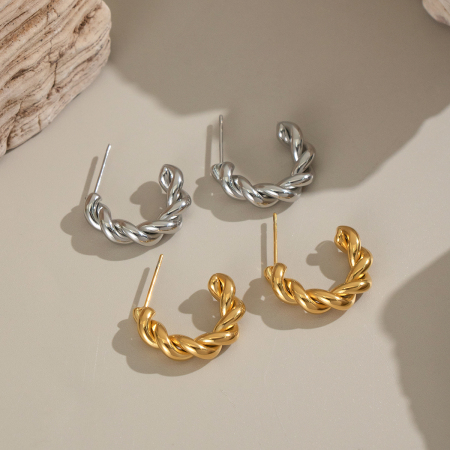 1 paire de boucles d'oreilles créoles en acier inoxydable doré, étanches. 2